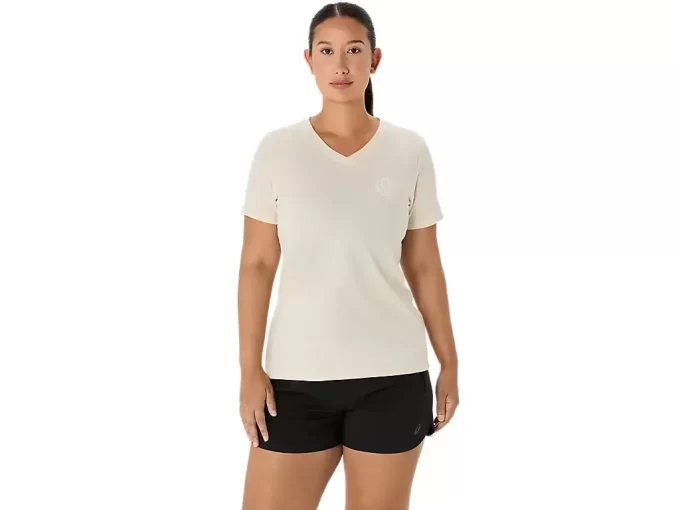 CAMISETA ASICS NATURE DE MANGA CORTA CON CUELLO EN V PARA MUJER CAMISETA ASICS NATURE DE MANGA CORTA CON CUELLO EN V PARA MUJER
