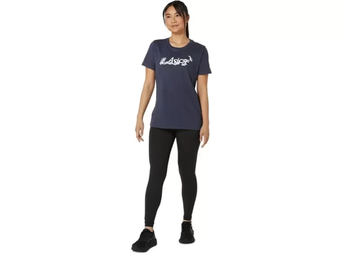 CAMISETA DE MANGA CORTA CON LETRAS FLORALES DE ASICS PARA MUJER CAMISETA DE MANGA CORTA CON LETRAS FLORALES DE ASICS PARA MUJER