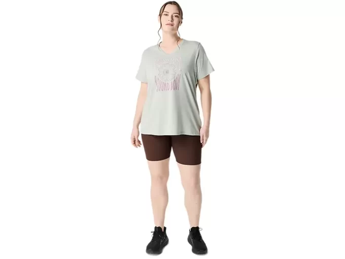 Camiseta de mujer con eslogan de girasol y cuello en pico Camiseta de mujer con eslogan de girasol y cuello en pico