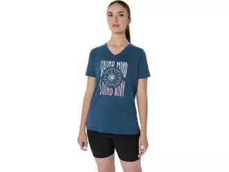 Camiseta de mujer con eslogan de girasol y cuello en pico