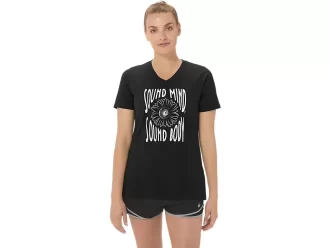 Camiseta de mujer con eslogan de girasol y cuello en pico