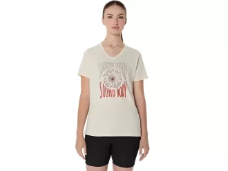 Camiseta de mujer con eslogan de girasol y cuello en pico