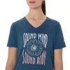 Camiseta de mujer con eslogan de girasol y cuello en pico