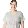 Camiseta de mujer con eslogan de girasol y cuello en pico Camiseta de mujer con eslogan de girasol y cuello en pico