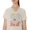 Camiseta de mujer con eslogan de girasol y cuello en pico Camiseta de mujer con eslogan de girasol y cuello en pico