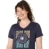 Camiseta de mujer con eslogan de girasol y cuello en pico Camiseta de mujer con eslogan de girasol y cuello en pico