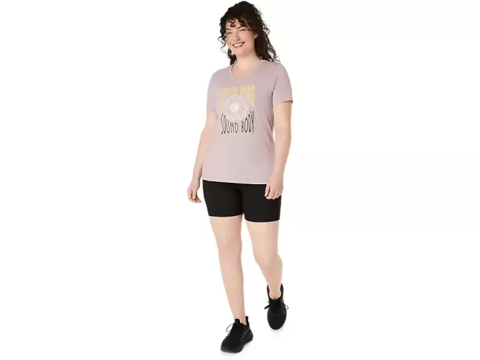 Camiseta de mujer con eslogan de girasol y cuello en pico Camiseta de mujer con eslogan de girasol y cuello en pico