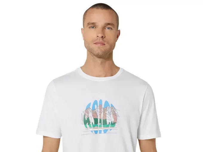 CAMISETA UNISEX ASICS CELEBRATE OUR HOME DE MANGA CORTA CAMISETA UNISEX ASICS CELEBRATE OUR HOME DE MANGA CORTA